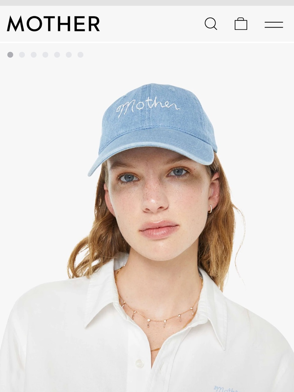 Mother Denim Baseball Cap in denim baby blue